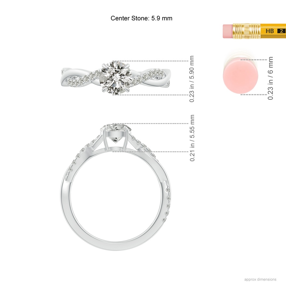5.9mm KI3 Classic Solitaire Diamond Twist Shank Engagement Ring in P950 Platinum ruler