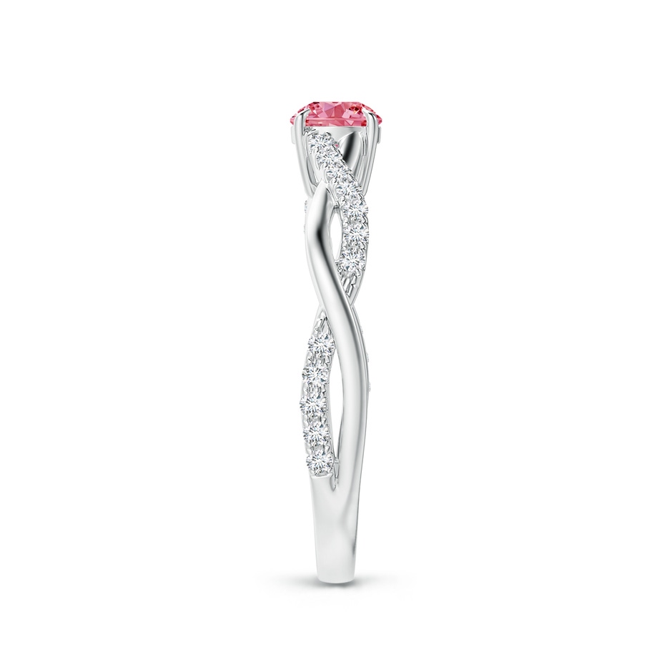 4.4mm AAAA Classic Solitaire Fancy Intense Pink Diamond Twist Shank Engagement Ring in P950 Platinum side 299