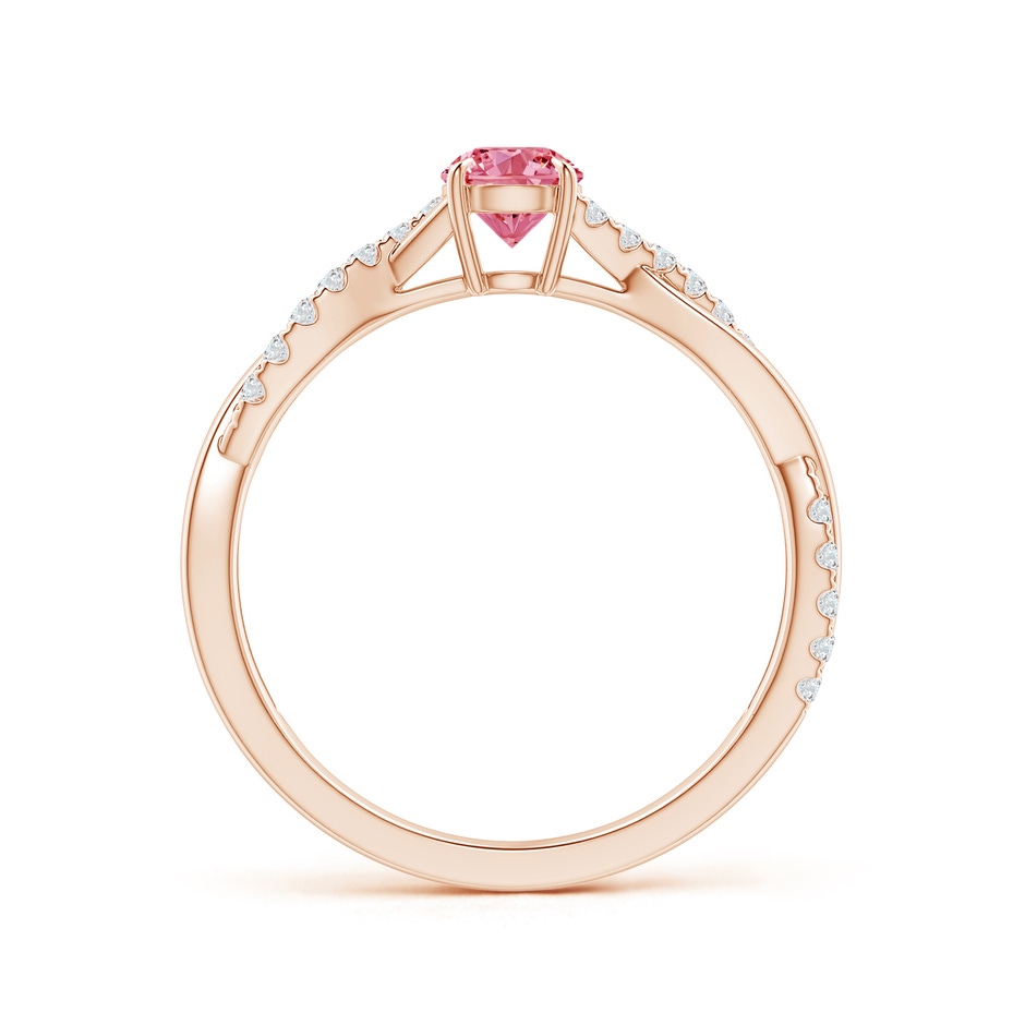 4.4mm AAAA Classic Solitaire Fancy Intense Pink Diamond Twist Shank Engagement Ring in Rose Gold side 199