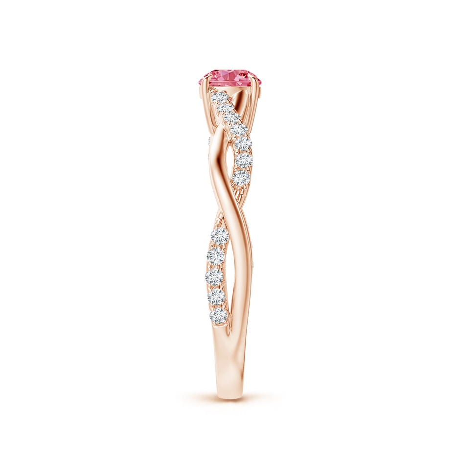 4.4mm AAAA Classic Solitaire Fancy Intense Pink Diamond Twist Shank Engagement Ring in Rose Gold side 299