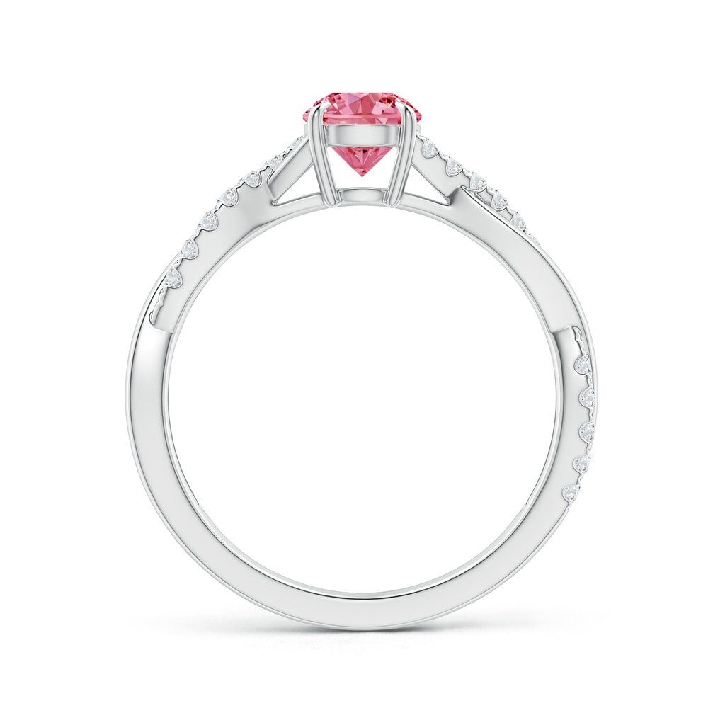 5.2mm AAAA Classic Solitaire Fancy Intense Pink Diamond Twist Shank Engagement Ring in White Gold - side 199