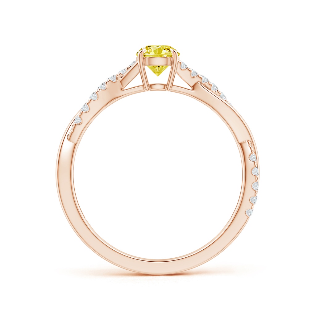 4.4mm AAAA Classic Solitaire Fancy Intense Yellow Diamond Twist Shank Engagement Ring in Rose Gold - side 199