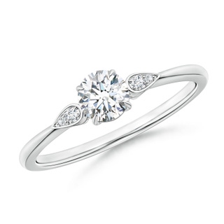 4.5mm GVS2 Round Diamond Trilogy Engagement Ring with Pear Motifs in 9K White Gold