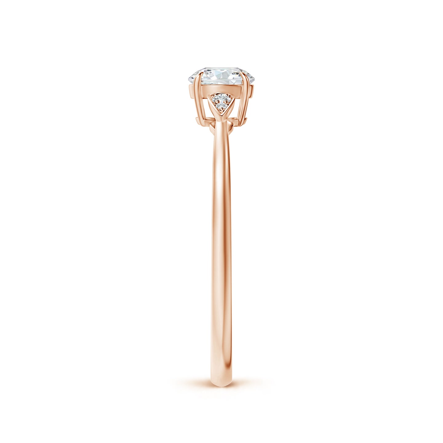 Round Natural Diamond Trilogy Engagement Ring with Pear Motifs