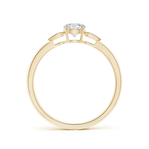 4.5mm HSI2 Round Diamond Trilogy Engagement Ring with Pear Motifs in Yellow Gold