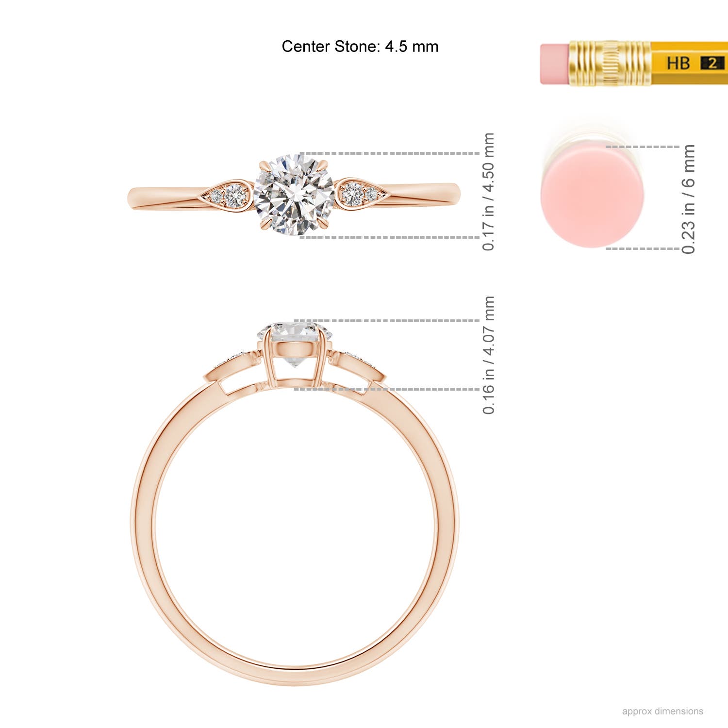 I-J, I1-I2 / 0.38 CT / 14 KT Rose Gold