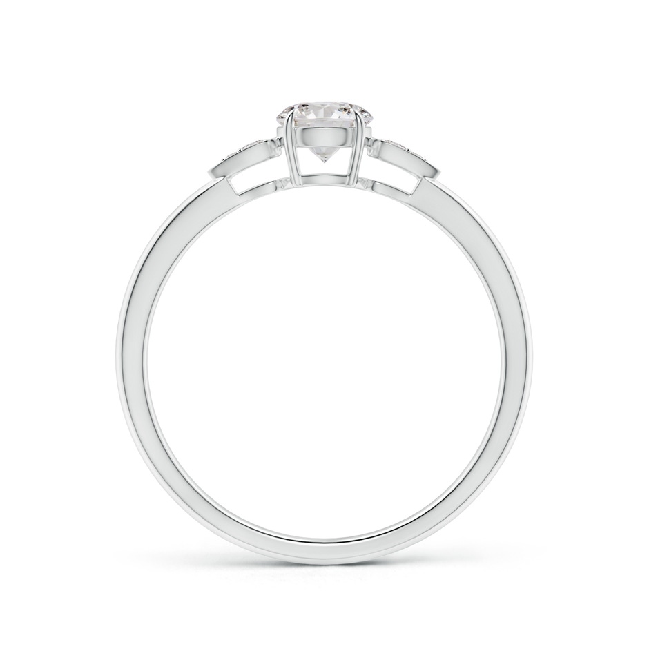 4.5mm IJI1I2 Round Diamond Trilogy Engagement Ring with Pear Motifs in White Gold side-1
