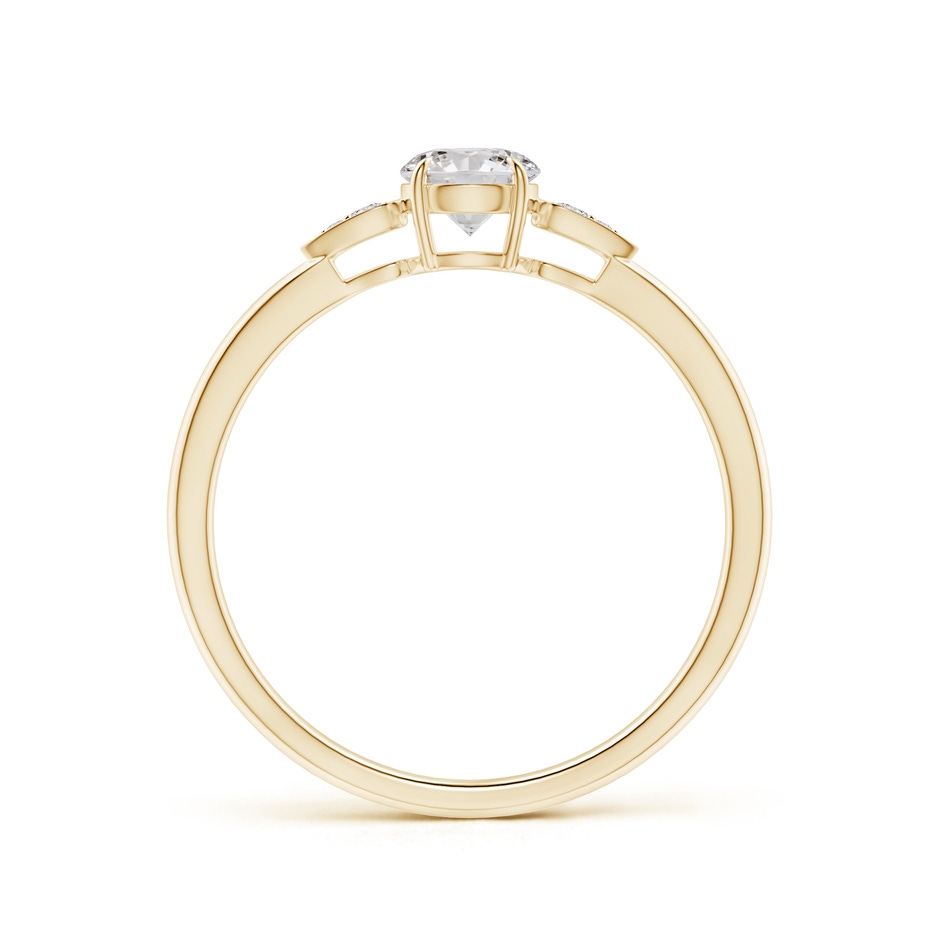 4.5mm IJI1I2 Round Diamond Trilogy Engagement Ring with Pear Motifs in Yellow Gold side-1