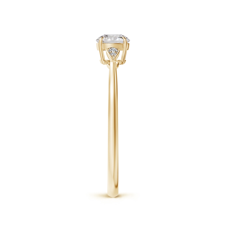 4.5mm IJI1I2 Round Diamond Trilogy Engagement Ring with Pear Motifs in Yellow Gold side-2