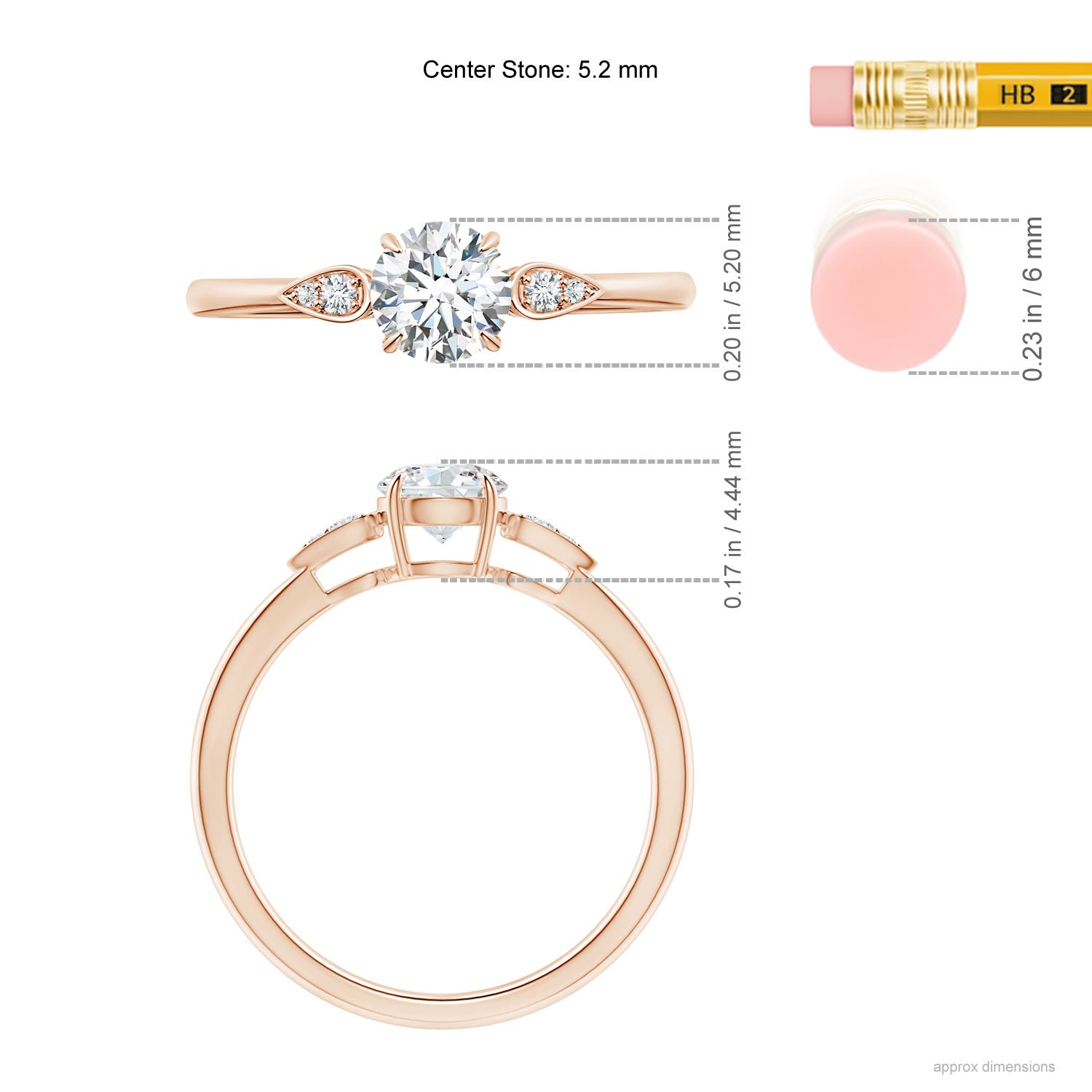 G, VS2 / 0.59 CT / 14 KT Rose Gold