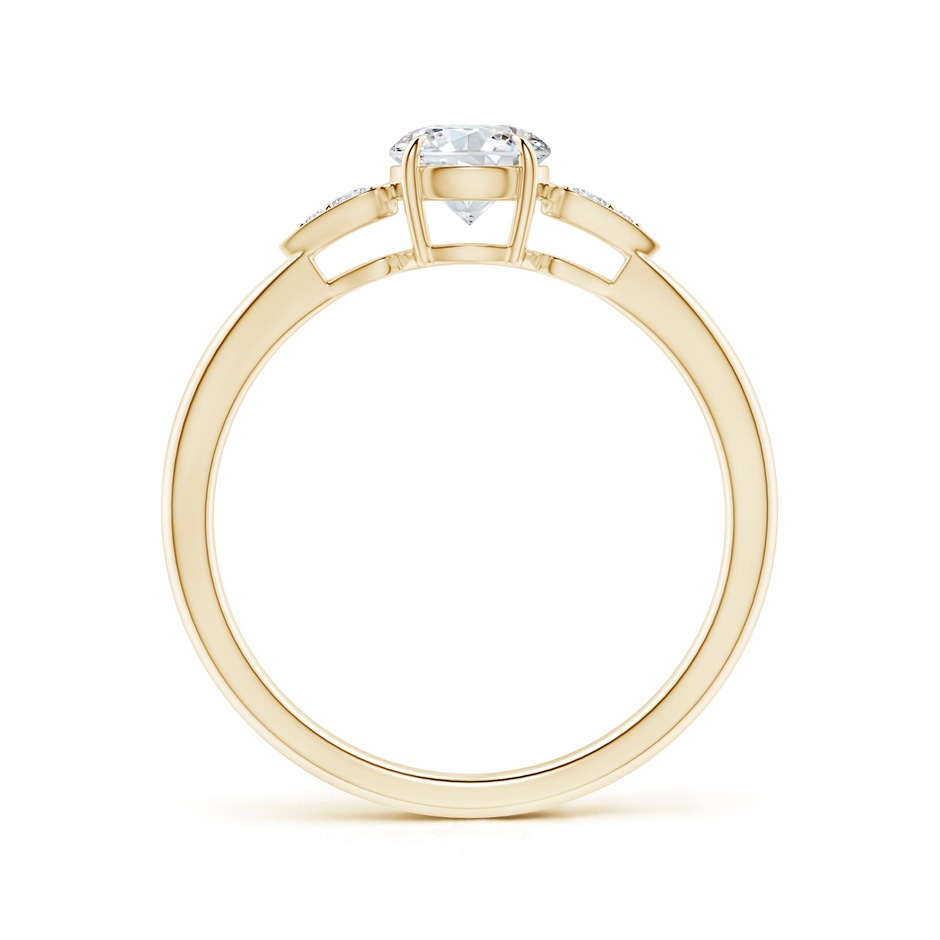 5.2mm GVS2 Round Diamond Trilogy Engagement Ring with Pear Motifs in Yellow Gold side-1