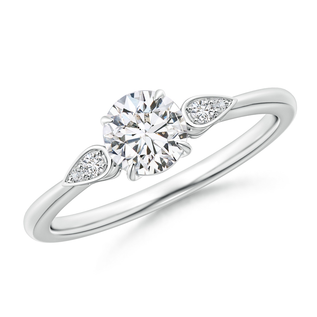 5.2mm HSI2 Round Diamond Trilogy Engagement Ring with Pear Motifs in White Gold