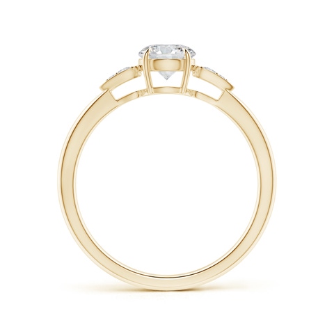 5.2mm HSI2 Round Diamond Trilogy Engagement Ring with Pear Motifs in Yellow Gold
