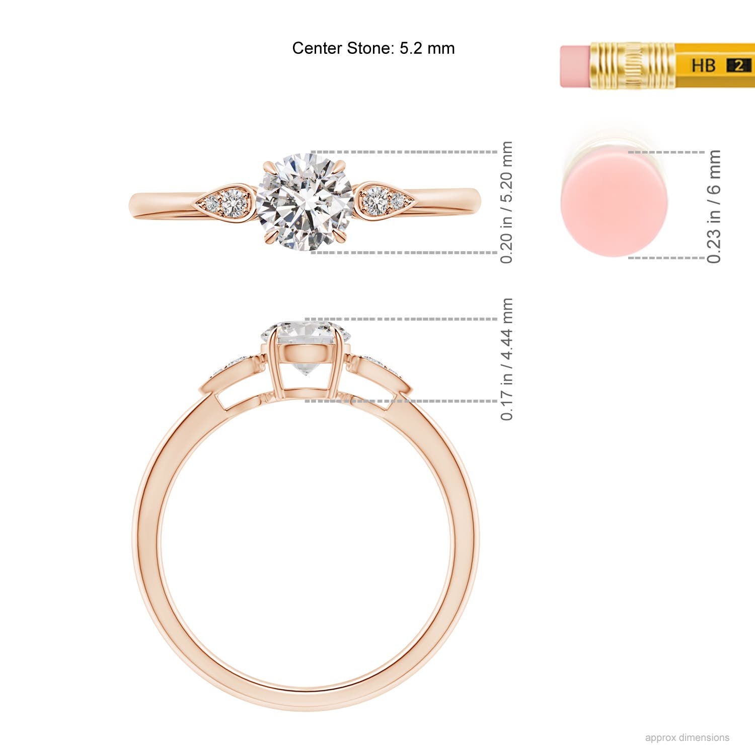 I-J, I1-I2 / 0.59 CT / 14 KT Rose Gold