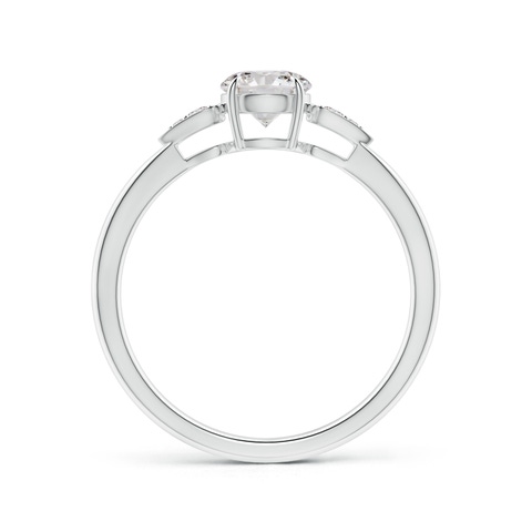 5.2mm IJI1I2 Round Diamond Trilogy Engagement Ring with Pear Motifs in White Gold