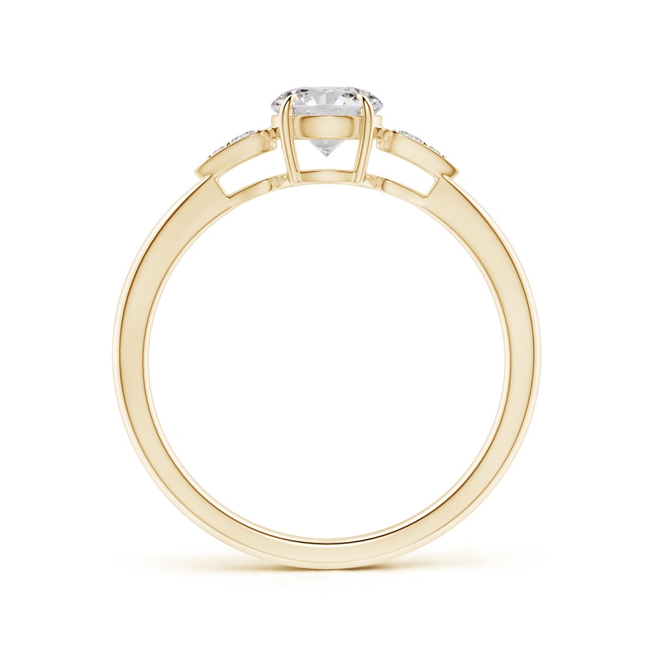 5.2mm IJI1I2 Round Diamond Trilogy Engagement Ring with Pear Motifs in Yellow Gold side-1