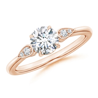 6mm GVS2 Round Diamond Trilogy Engagement Ring with Pear Motifs in 9K Rose Gold