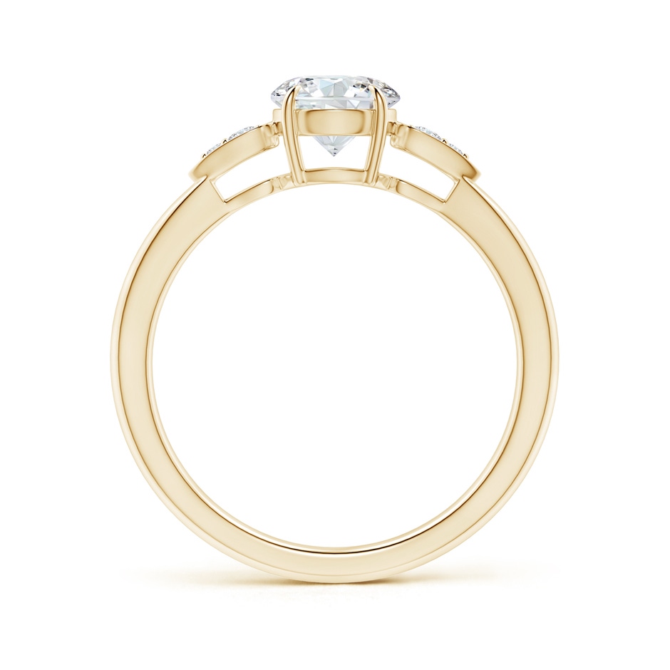 6mm GVS2 Round Diamond Trilogy Engagement Ring with Pear Motifs in Yellow Gold side-1