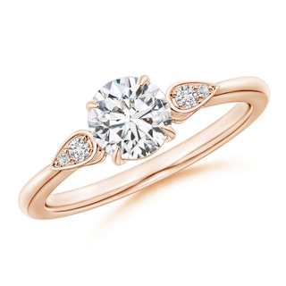 6mm HSI2 Round Diamond Trilogy Engagement Ring with Pear Motifs in Rose Gold