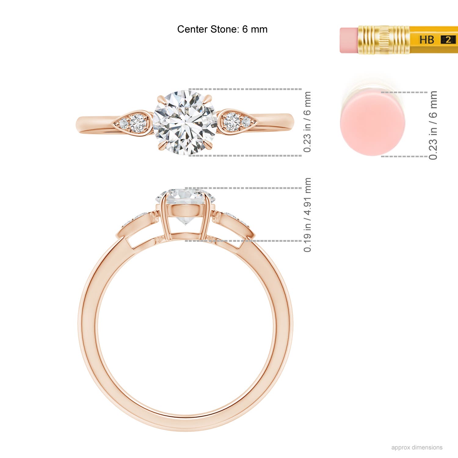 H, SI2 / 0.86 CT / 14 KT Rose Gold