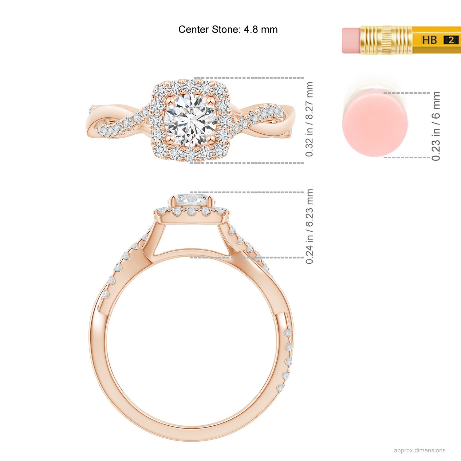 H, SI2 / 0.75 CT / 14 KT Rose Gold