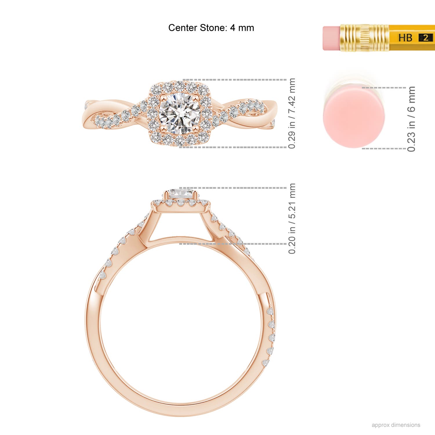 I-J, I1-I2 / 0.48 CT / 14 KT Rose Gold