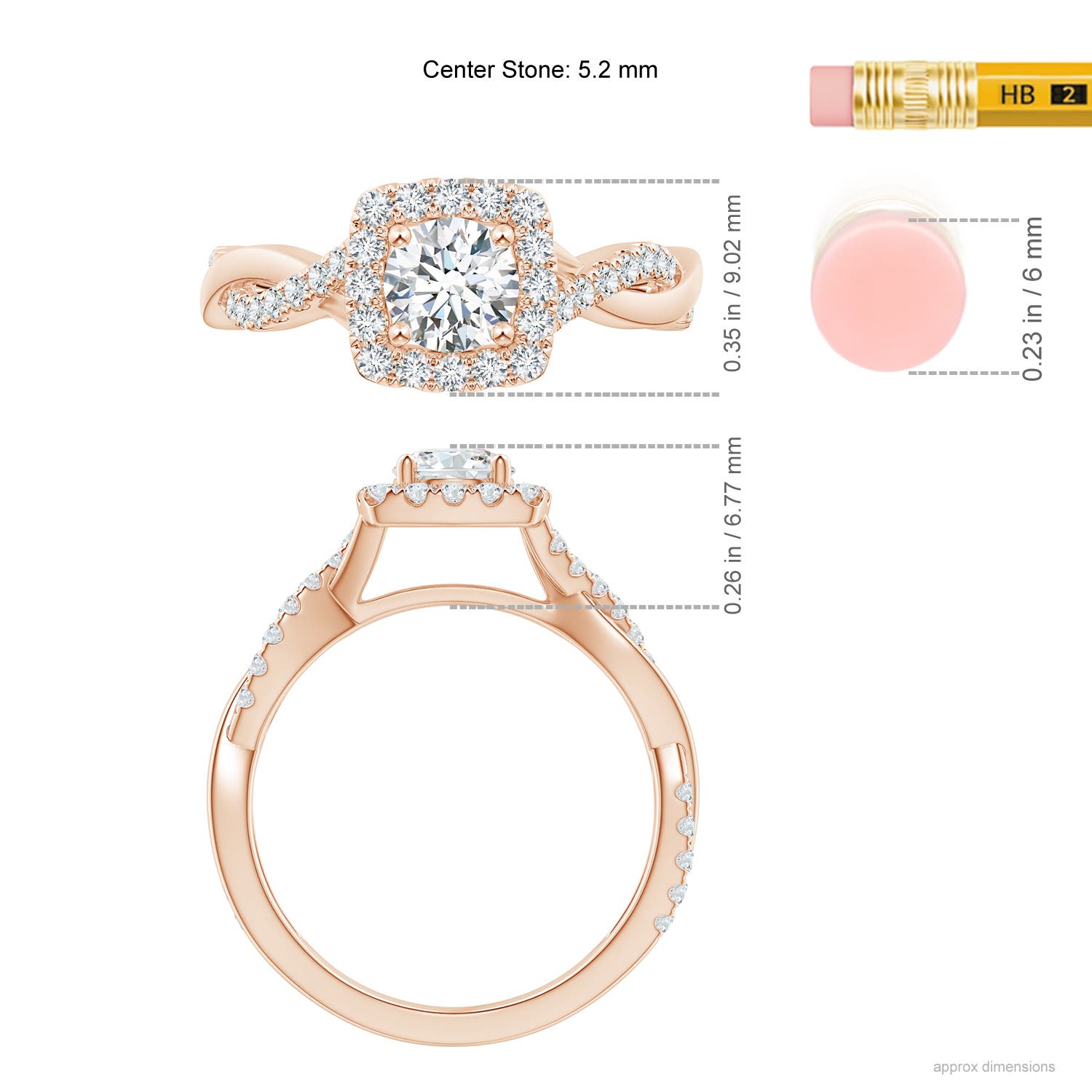 G, VS2 / 0.98 CT / 14 KT Rose Gold