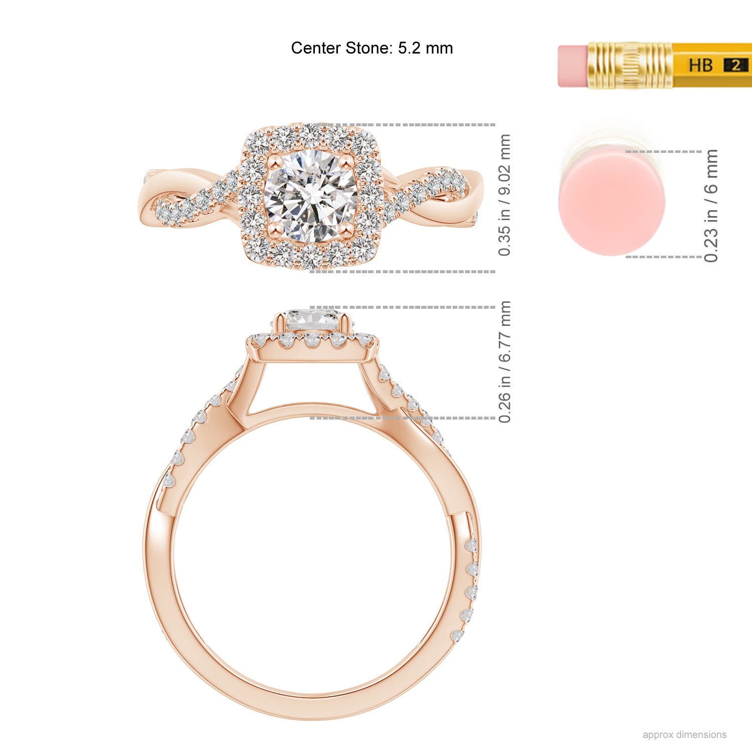 I-J, I1-I2 / 0.98 CT / 14 KT Rose Gold