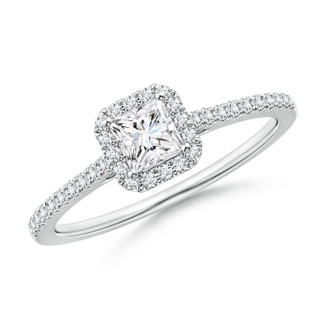 3.8mm GVS2 Prong-Set Princess-Cut Diamond Halo Engagement Ring in White Gold