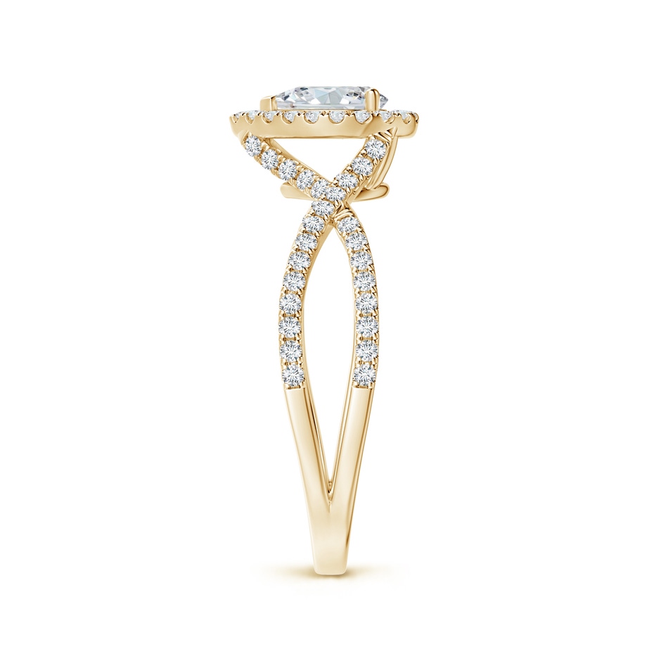 6x4mm GVS2 Criss-Cross Pear-Shaped Diamond Halo Engagement Ring in Yellow Gold side-2