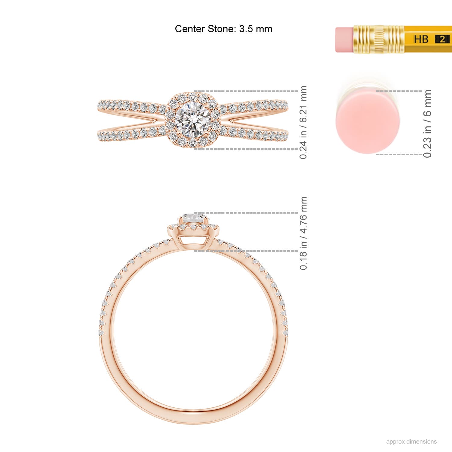 I-J, I1-I2 / 0.41 CT / 14 KT Rose Gold