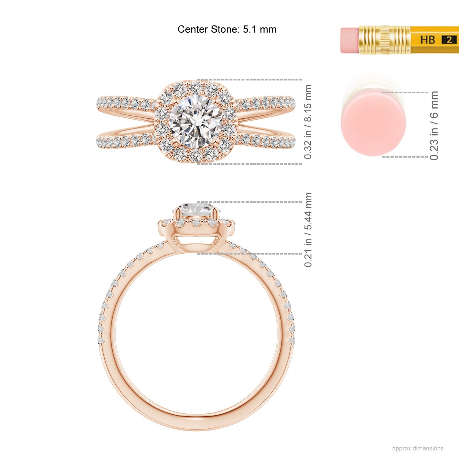 I-J, I1-I2 / 0.88 CT / 14 KT Rose Gold