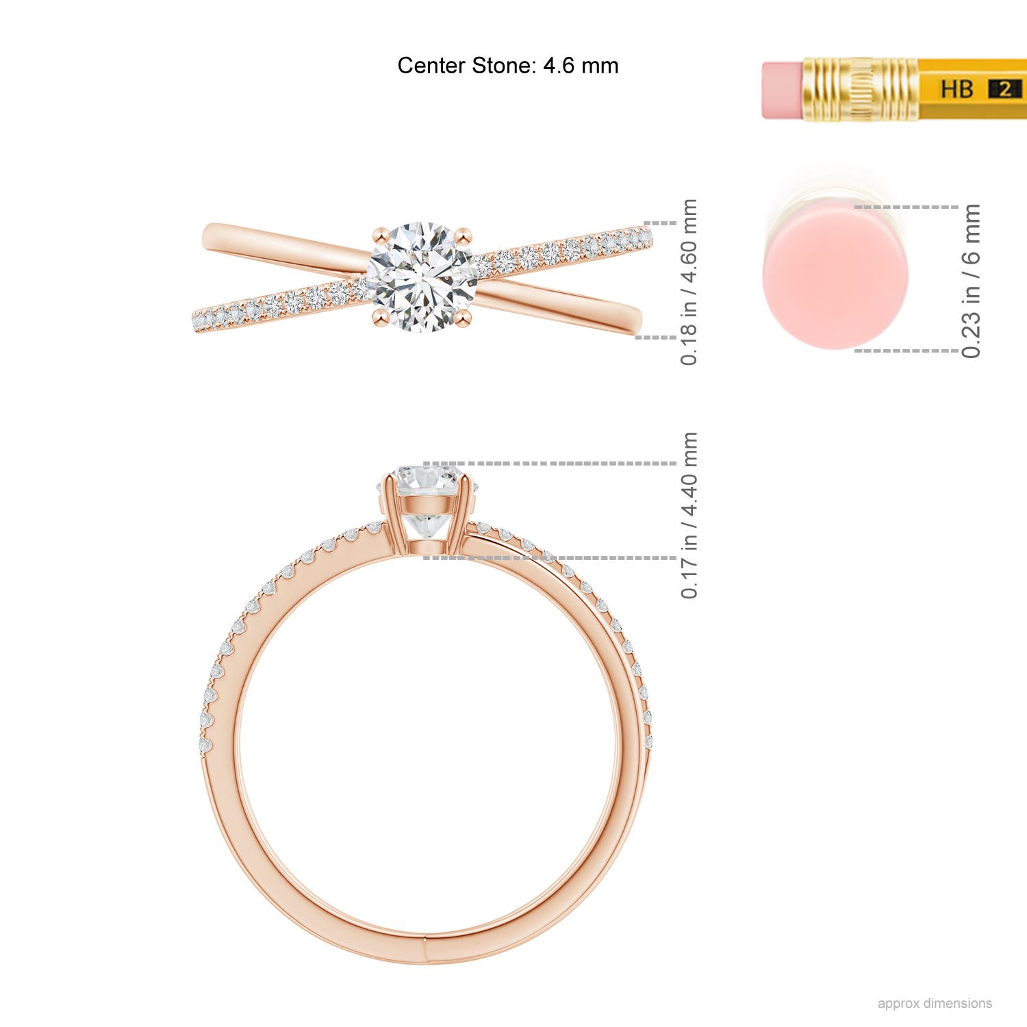 H, SI2 / 0.51 CT / 14 KT Rose Gold