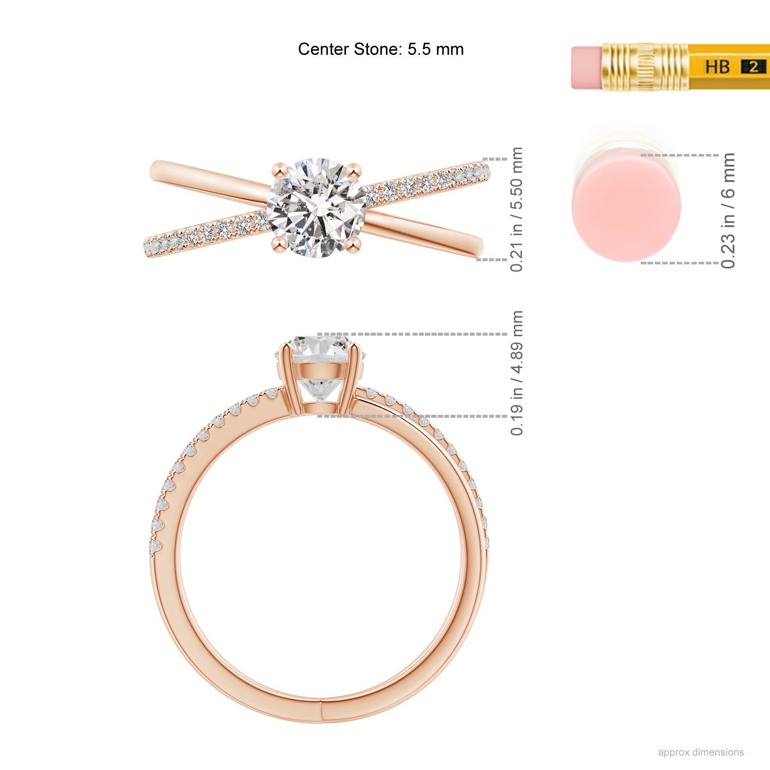 I-J, I1-I2 / 0.76 CT / 14 KT Rose Gold