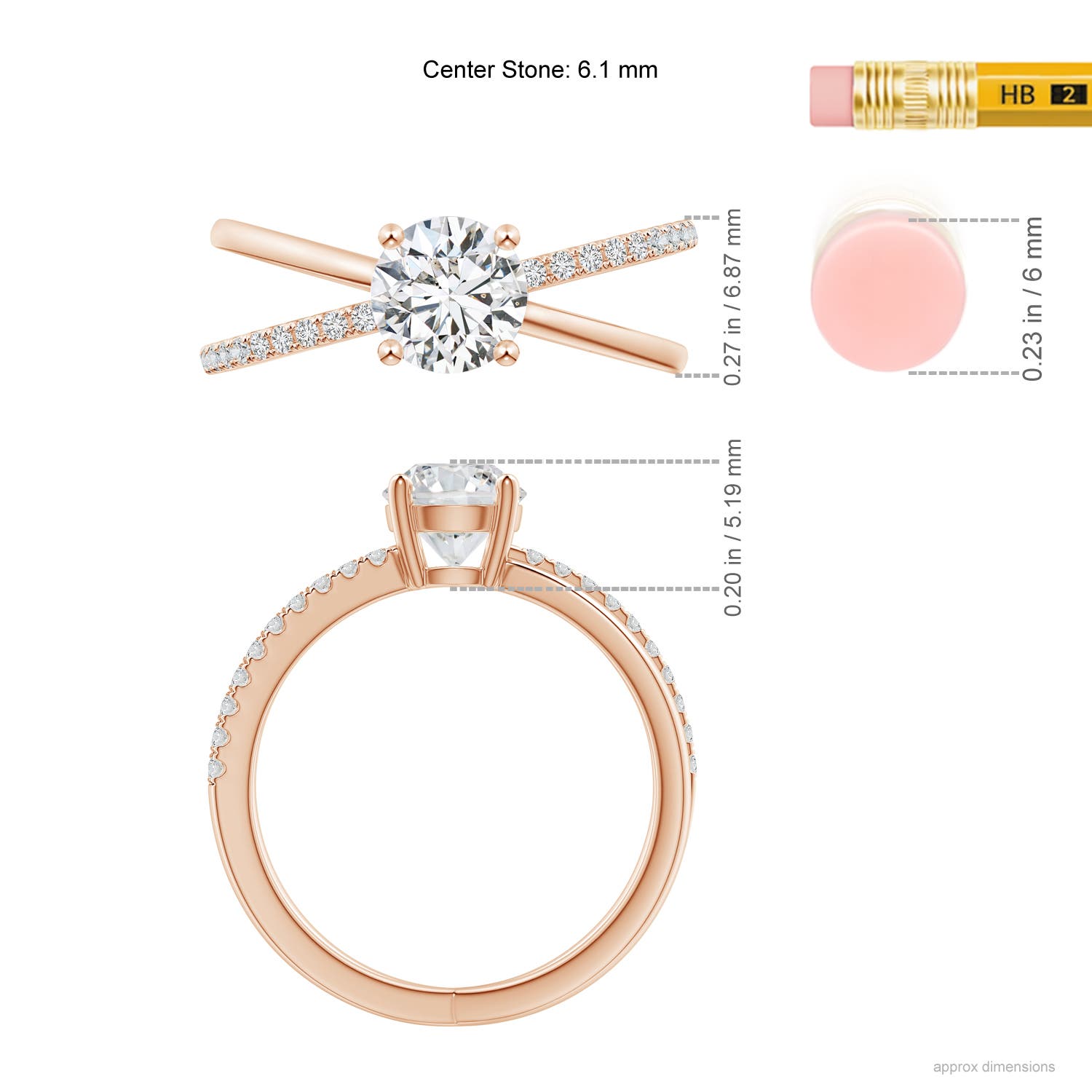 H, SI2 / 1.02 CT / 14 KT Rose Gold