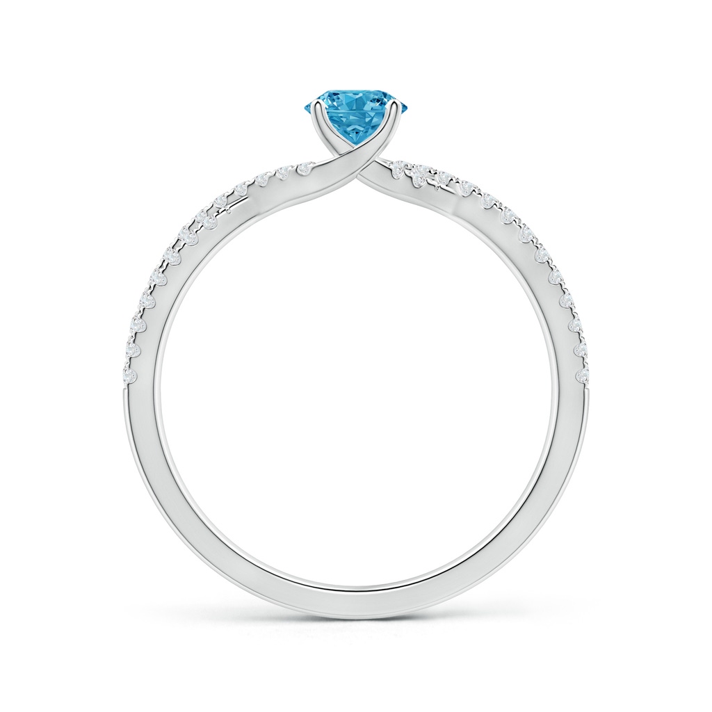 4.5mm AAAA Twist Shank Solitaire Round Fancy Intense Blue Diamond Engagement Ring in White Gold - side 199