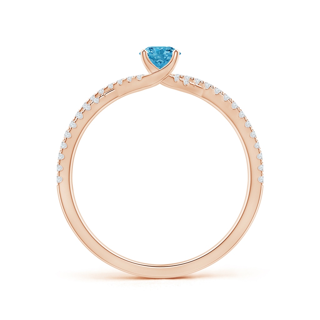 4mm AAAA Twist Shank Solitaire Round Fancy Intense Blue Diamond Engagement Ring in Rose Gold - side 199