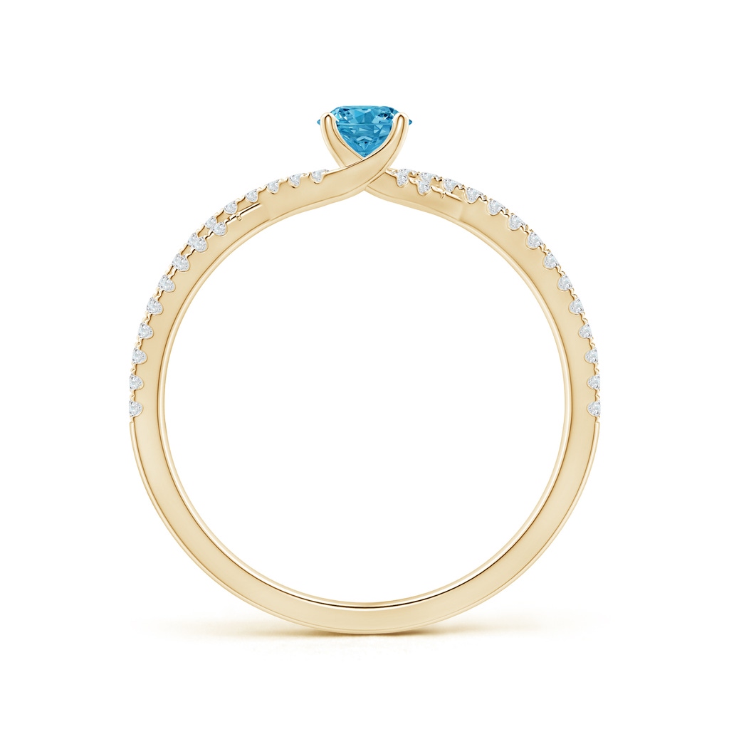 4mm AAAA Twist Shank Solitaire Round Fancy Intense Blue Diamond Engagement Ring in Yellow Gold - side 199
