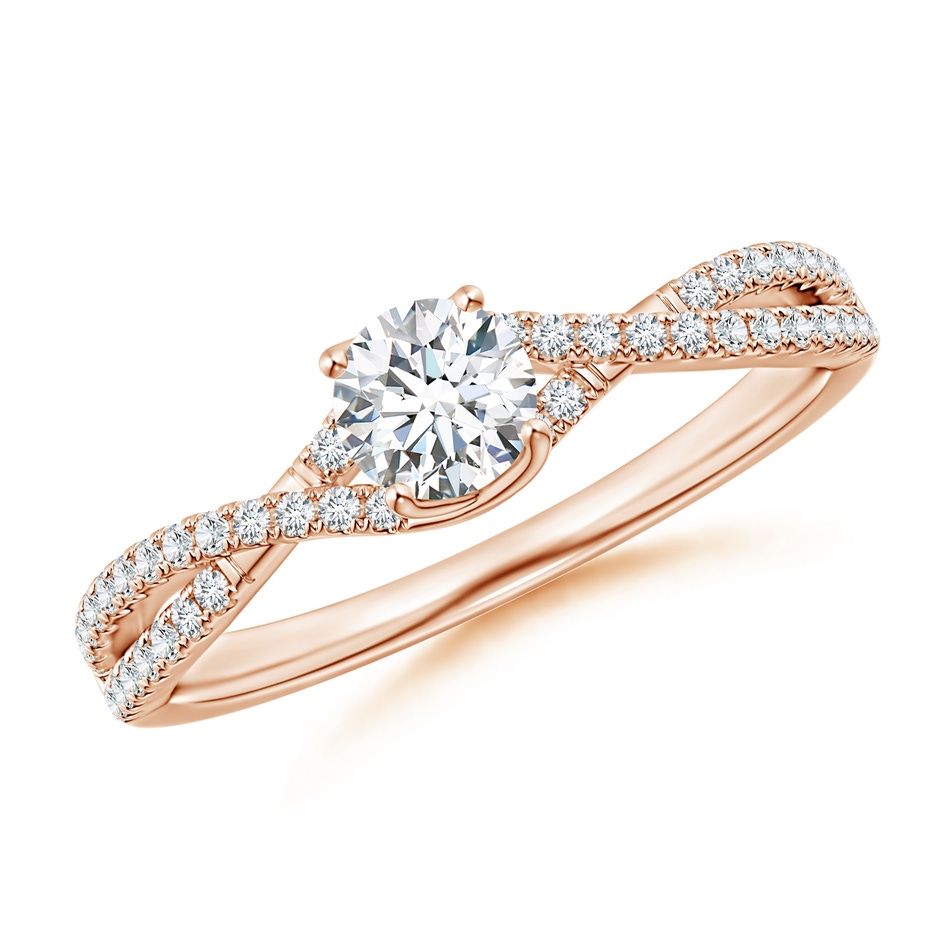 4.5mm GVS2 Twist Shank Solitaire Round Diamond Engagement Ring in Rose Gold 