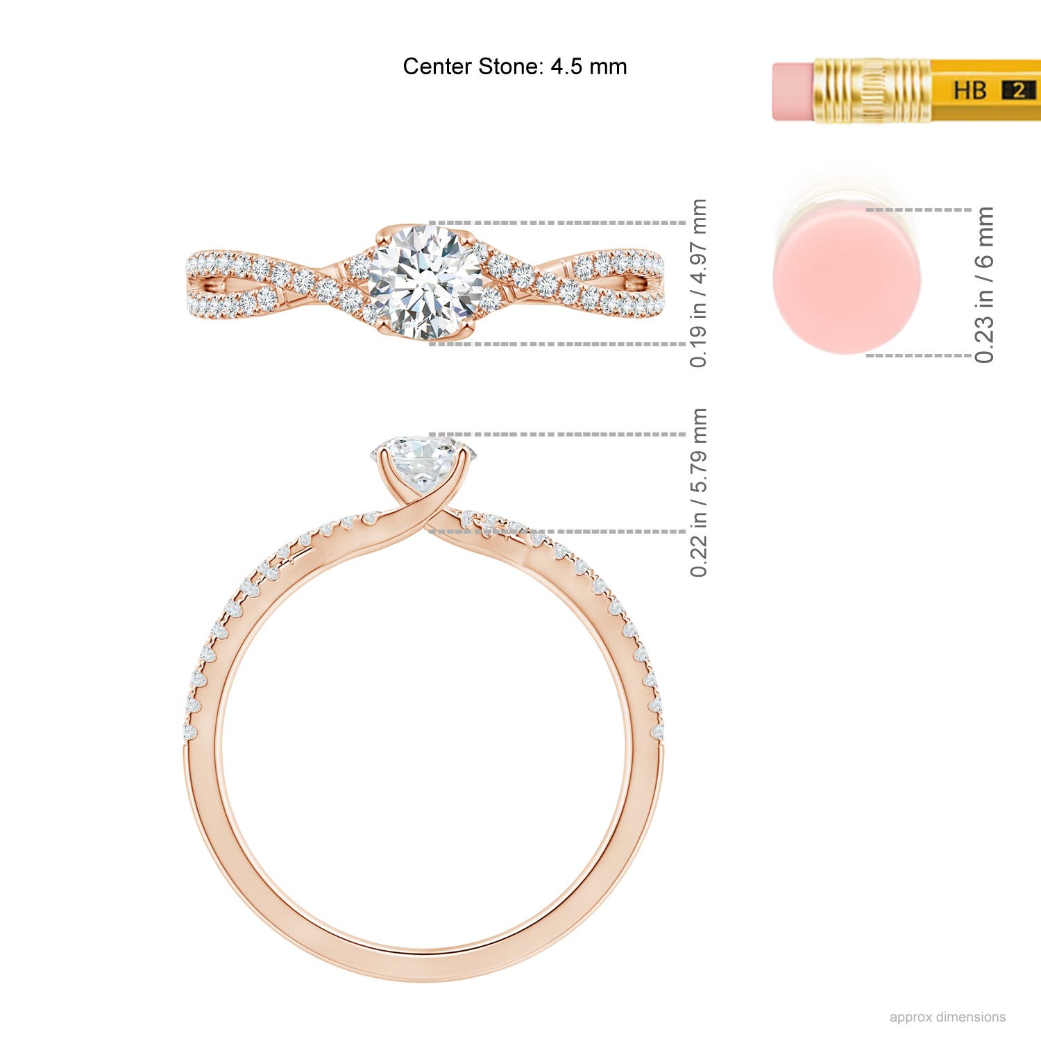 F-G, VS / 0.58 CT / 14 KT Rose Gold