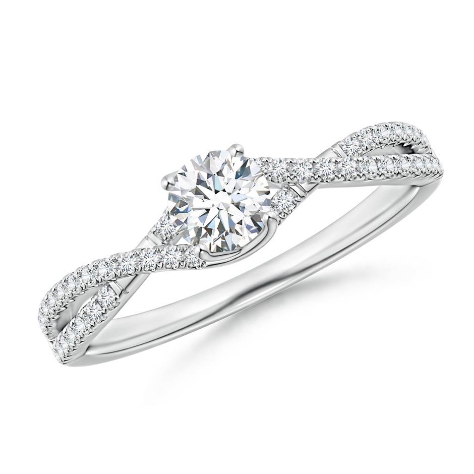 4.5mm GVS2 Twist Shank Solitaire Round Diamond Engagement Ring in White Gold 