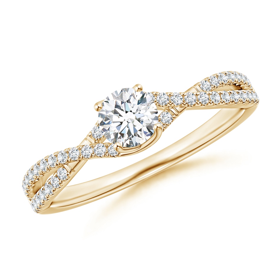 4.5mm GVS2 Twist Shank Solitaire Round Diamond Engagement Ring in Yellow Gold 