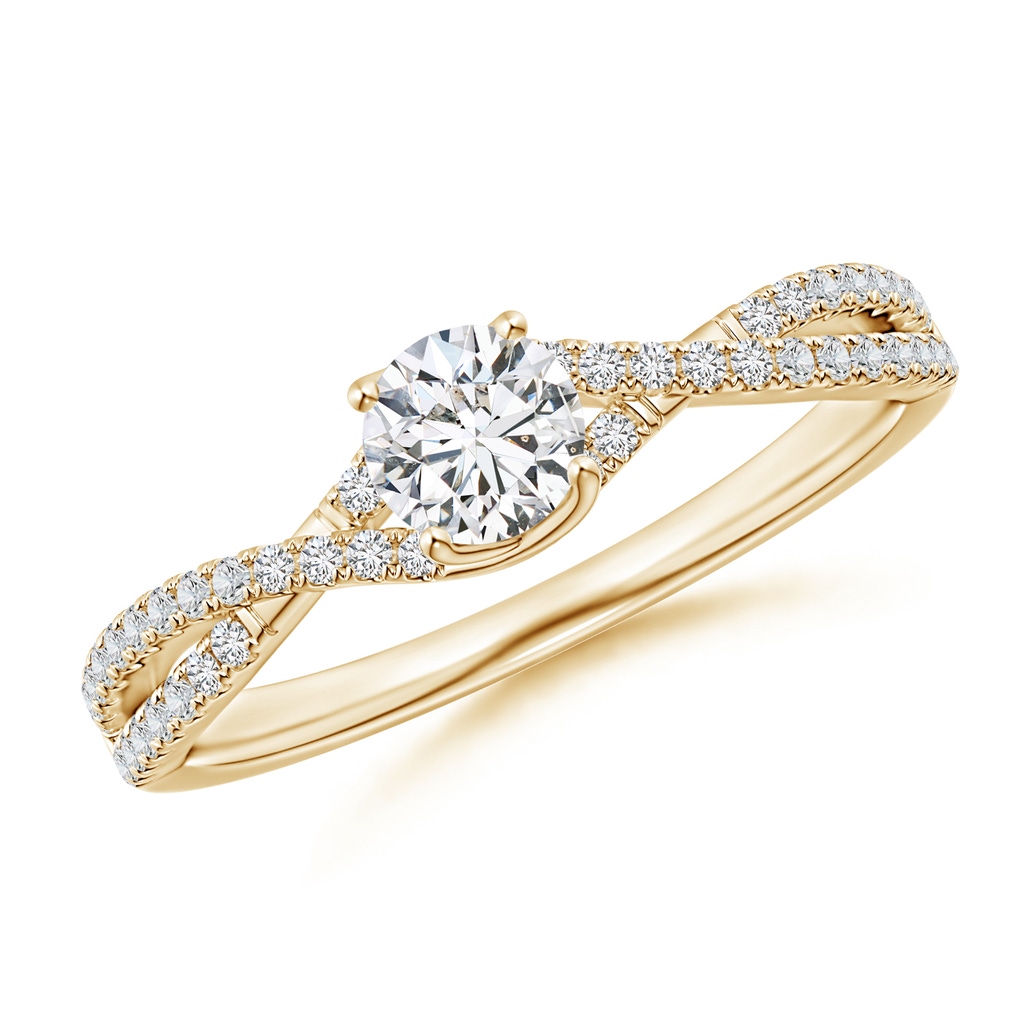 4.5mm HSI2 Twist Shank Solitaire Round Diamond Engagement Ring in 10K Yellow Gold