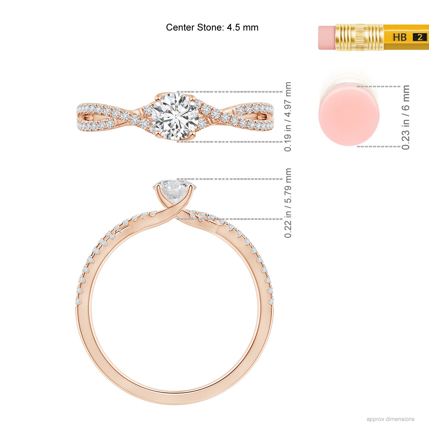 H, SI2 / 0.58 CT / 14 KT Rose Gold