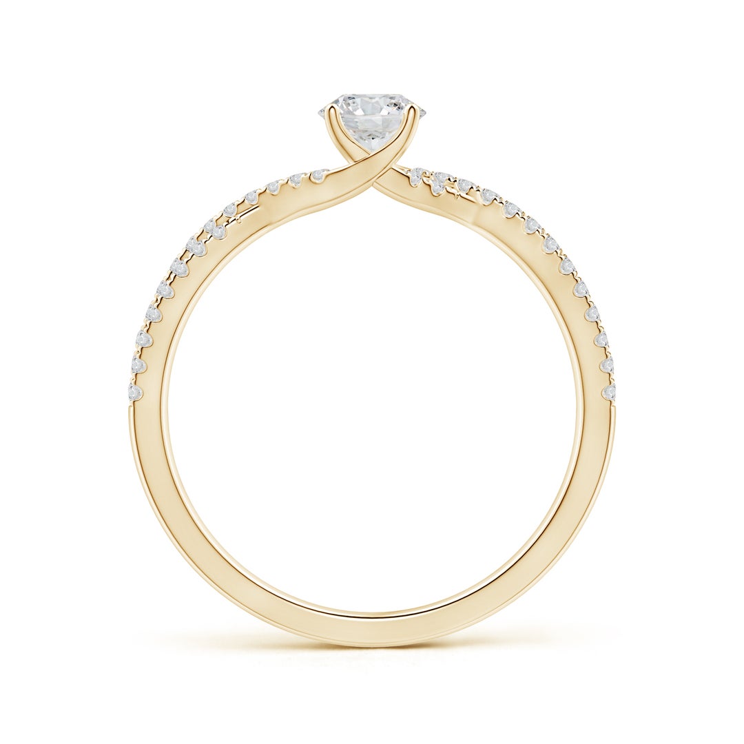 4.5mm HSI2 Twist Shank Solitaire Round Diamond Engagement Ring in Yellow Gold - side 1