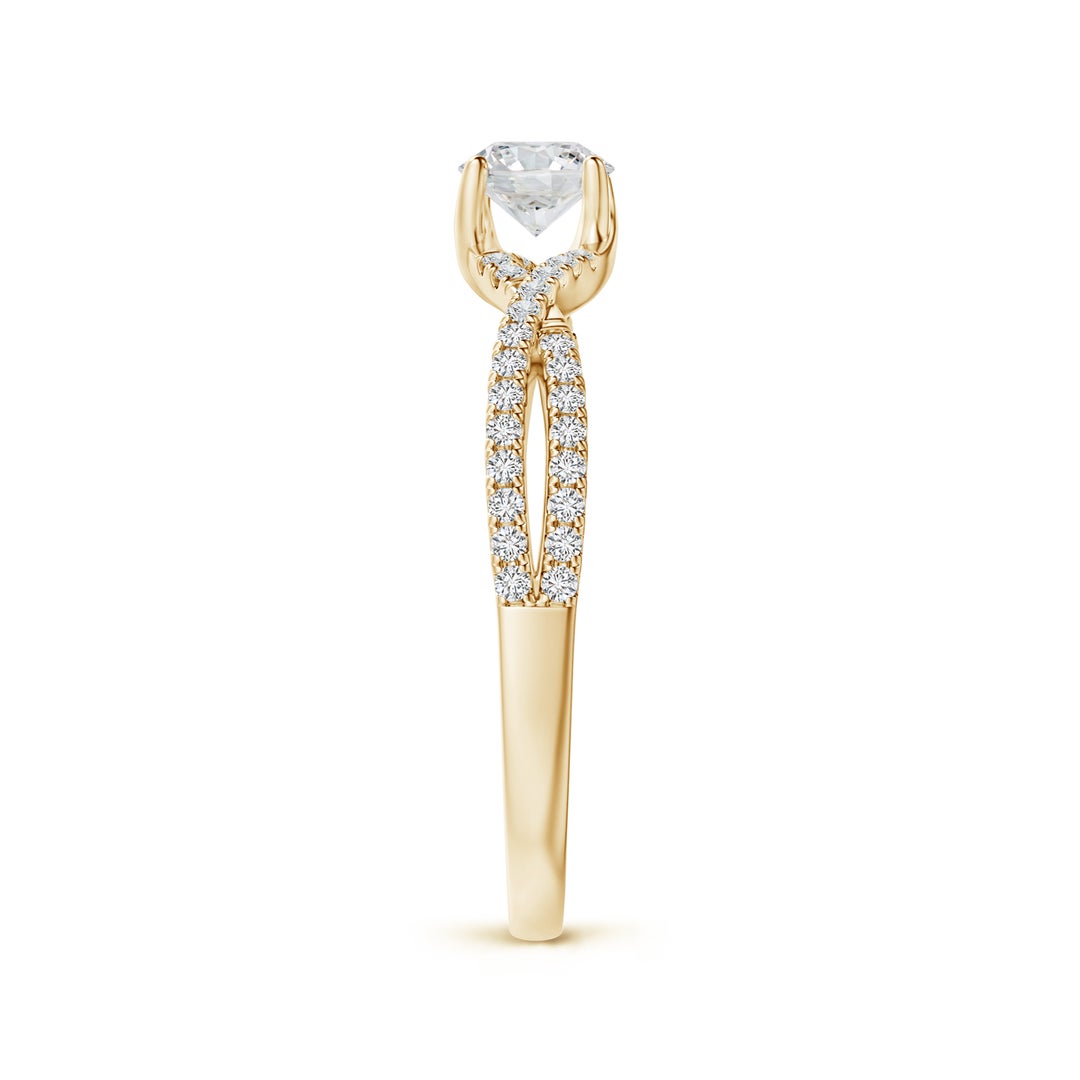 4.5mm HSI2 Twist Shank Solitaire Round Diamond Engagement Ring in Yellow Gold - side 2