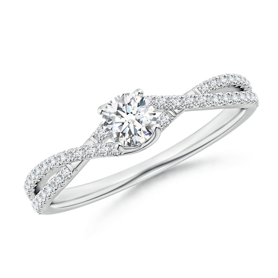 4mm GVS2 Twist Shank Solitaire Round Diamond Engagement Ring in White Gold 