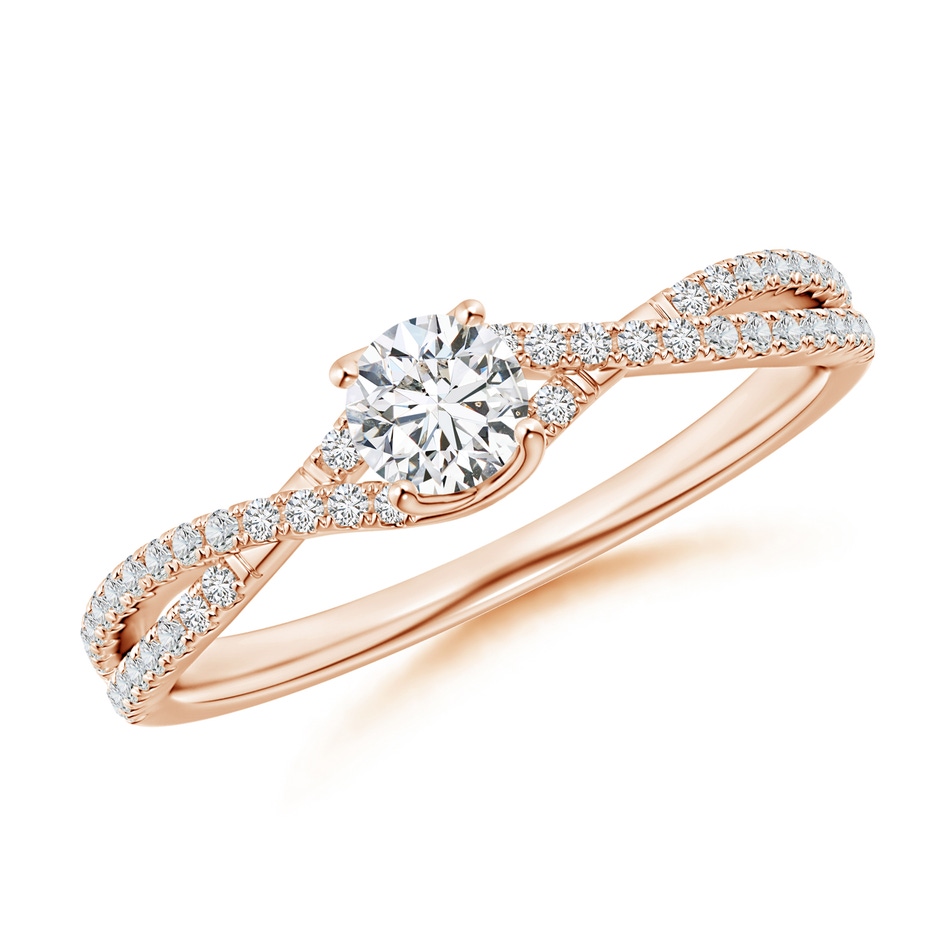 4mm HSI2 Twist Shank Solitaire Round Diamond Engagement Ring in Rose Gold 
