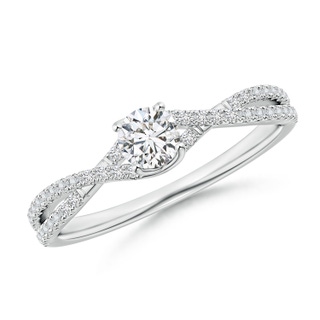 4mm HSI2 Twist Shank Solitaire Round Diamond Engagement Ring in White Gold