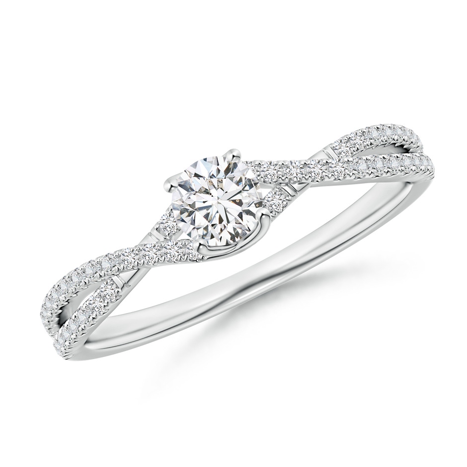 4mm HSI2 Twist Shank Solitaire Round Diamond Engagement Ring in White Gold 